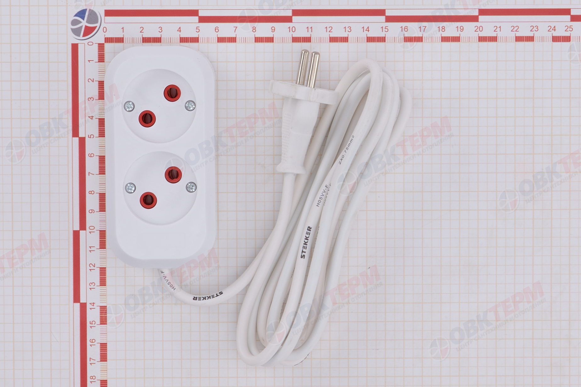 Удлинитель двухместный б/з 2x0,75, 2м, серия Home, STEKKER HM01-20-02 (У10-428), белый - миниатюра №8