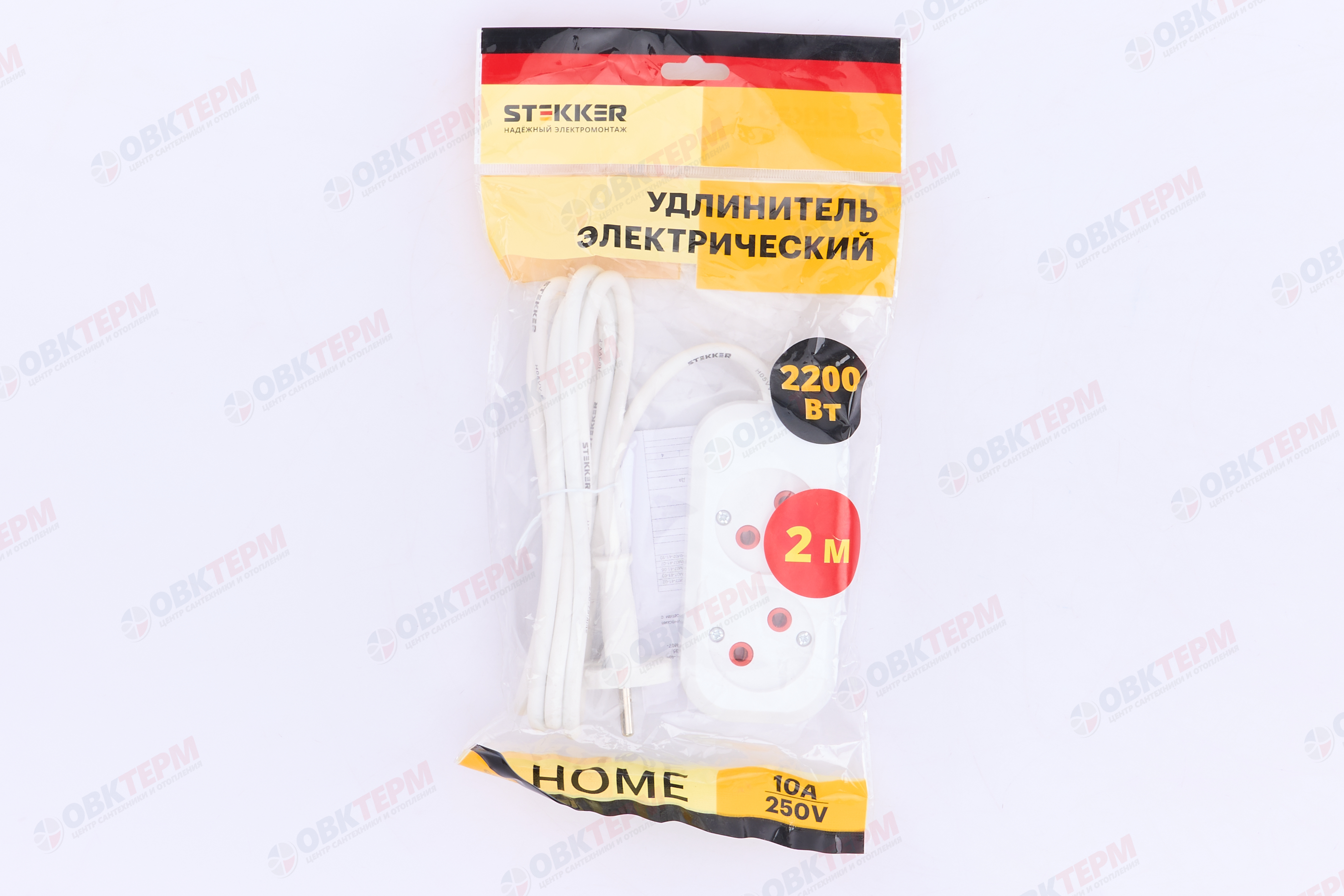 Удлинитель двухместный б/з 2x0,75, 2м, серия Home, STEKKER HM01-20-02 (У10-428), белый - миниатюра №9