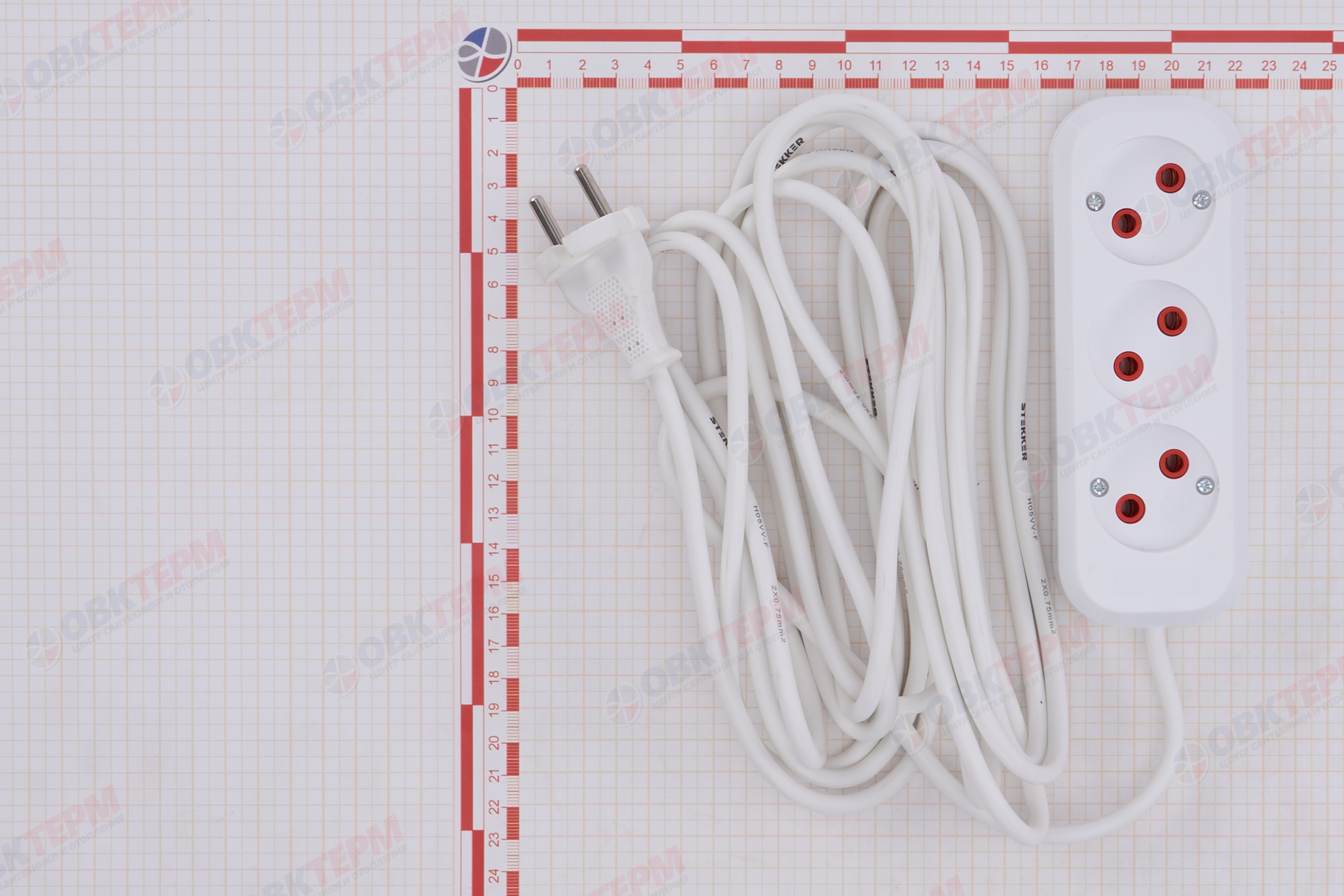 Удлинитель трехместный б/з, 2x0,75, 5м, серия Home, STEKKER HM01-30-05  (У10-430), белый - миниатюра №9