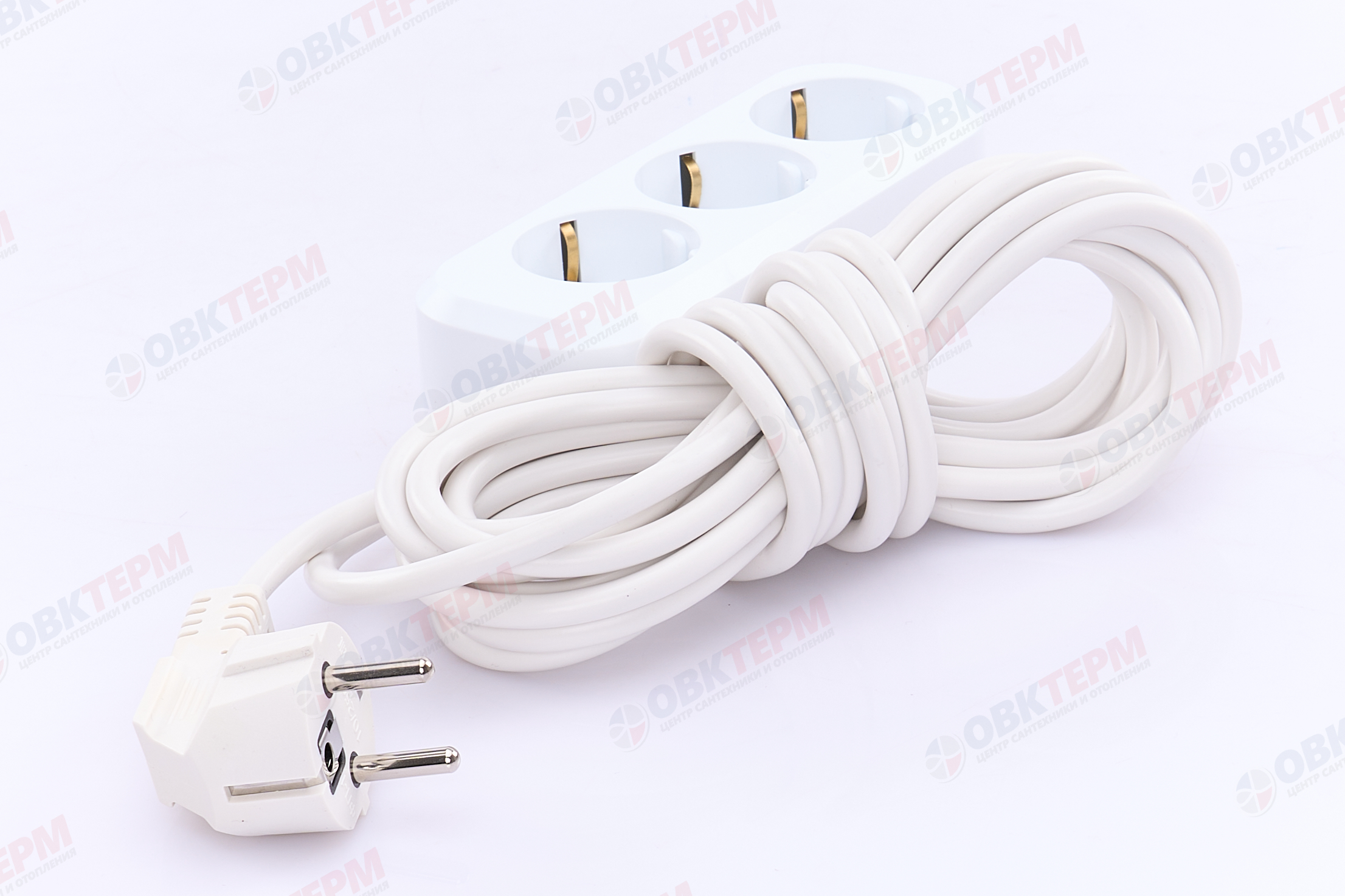 Удлинитель трехместный с/з 3x0,75, 5м, серия Home STEKKER HM01-31-05 (У10-002), белый - Изображение №4