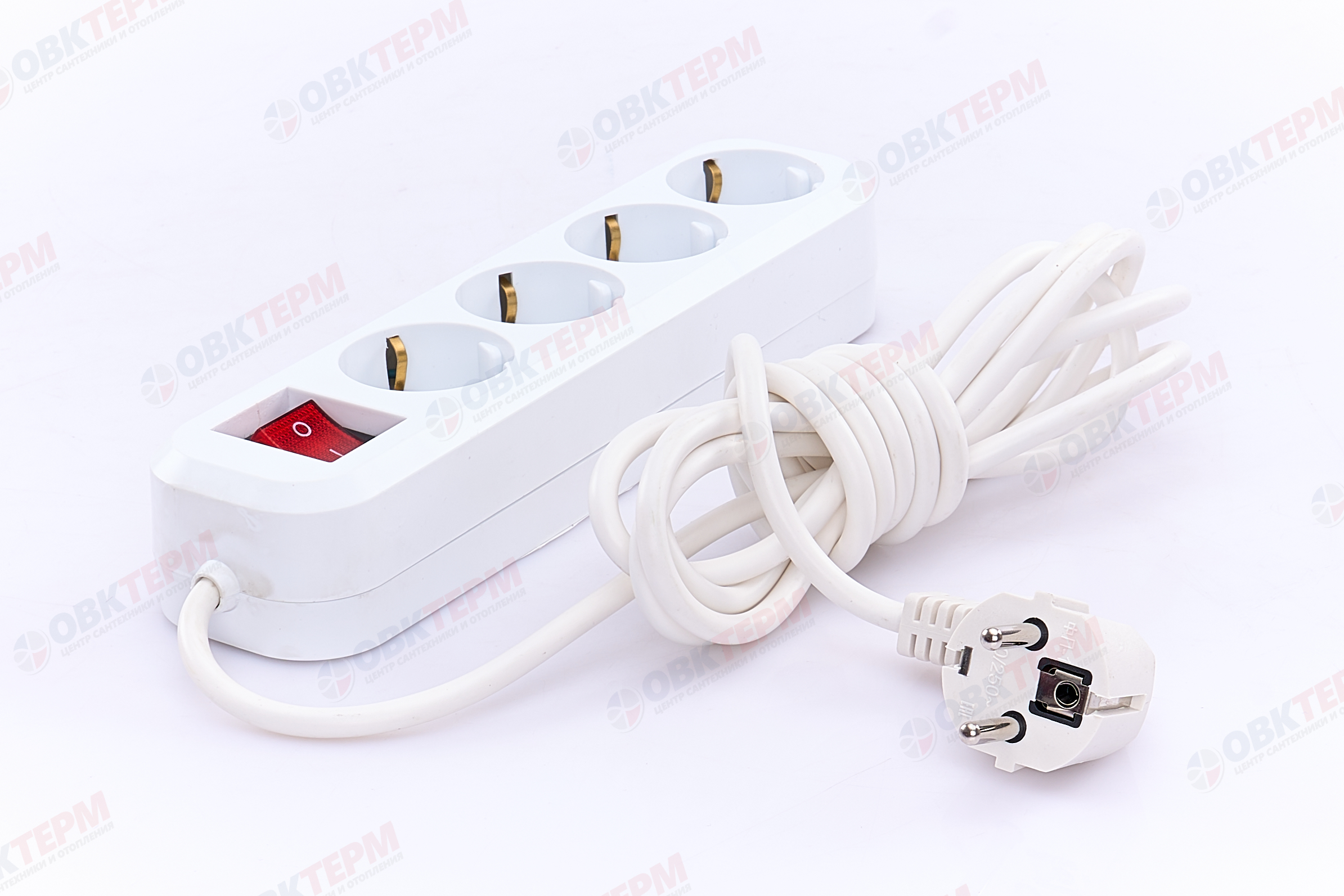 Удлинитель четырехместный с/з с выключателем, 3x0,75, 3м, серия Home, STEKKER HM03-41-03, белый - миниатюра №6