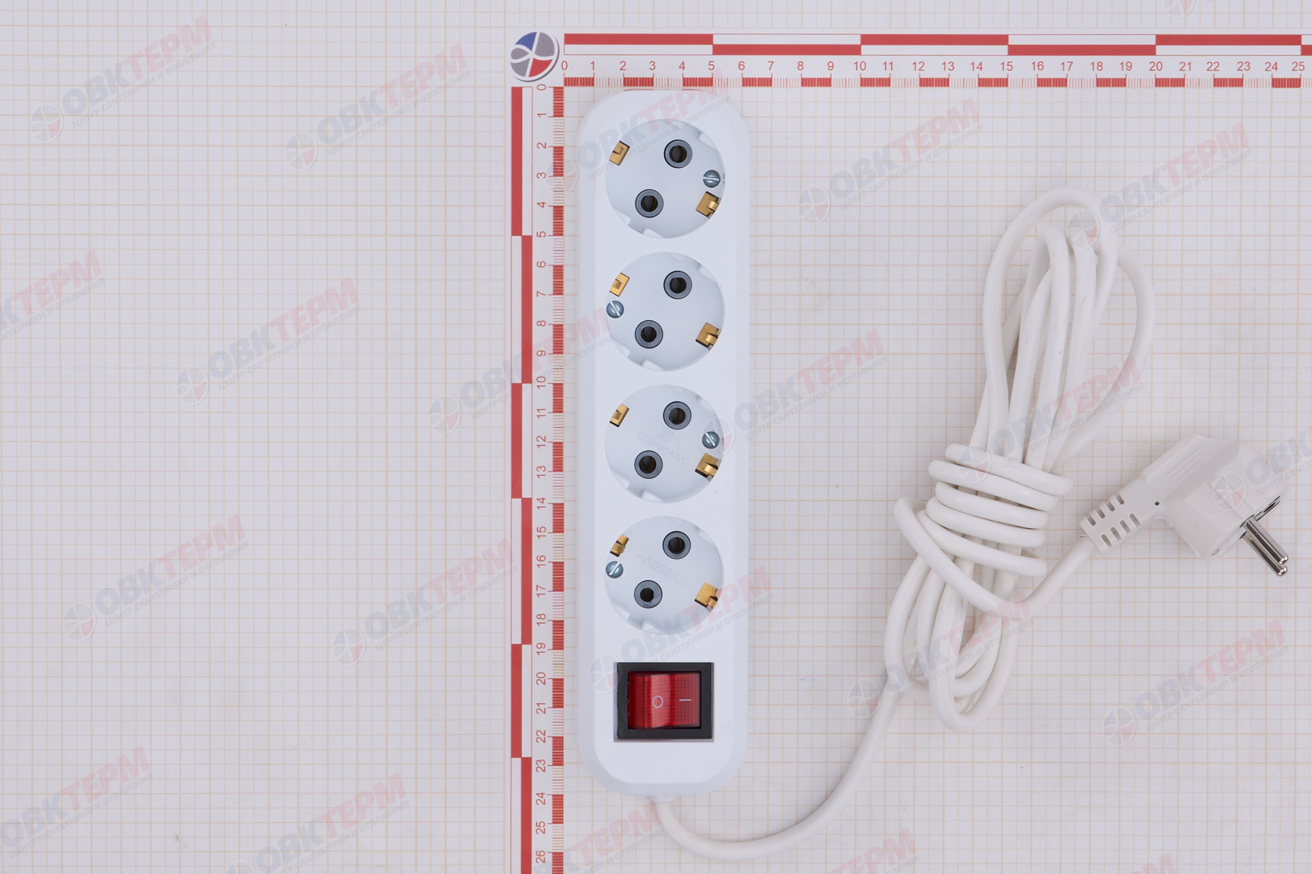 Удлинитель четырехместный с/з с выключателем, 3x0,75, 3м, серия Home, STEKKER HM03-41-03, белый - миниатюра №9