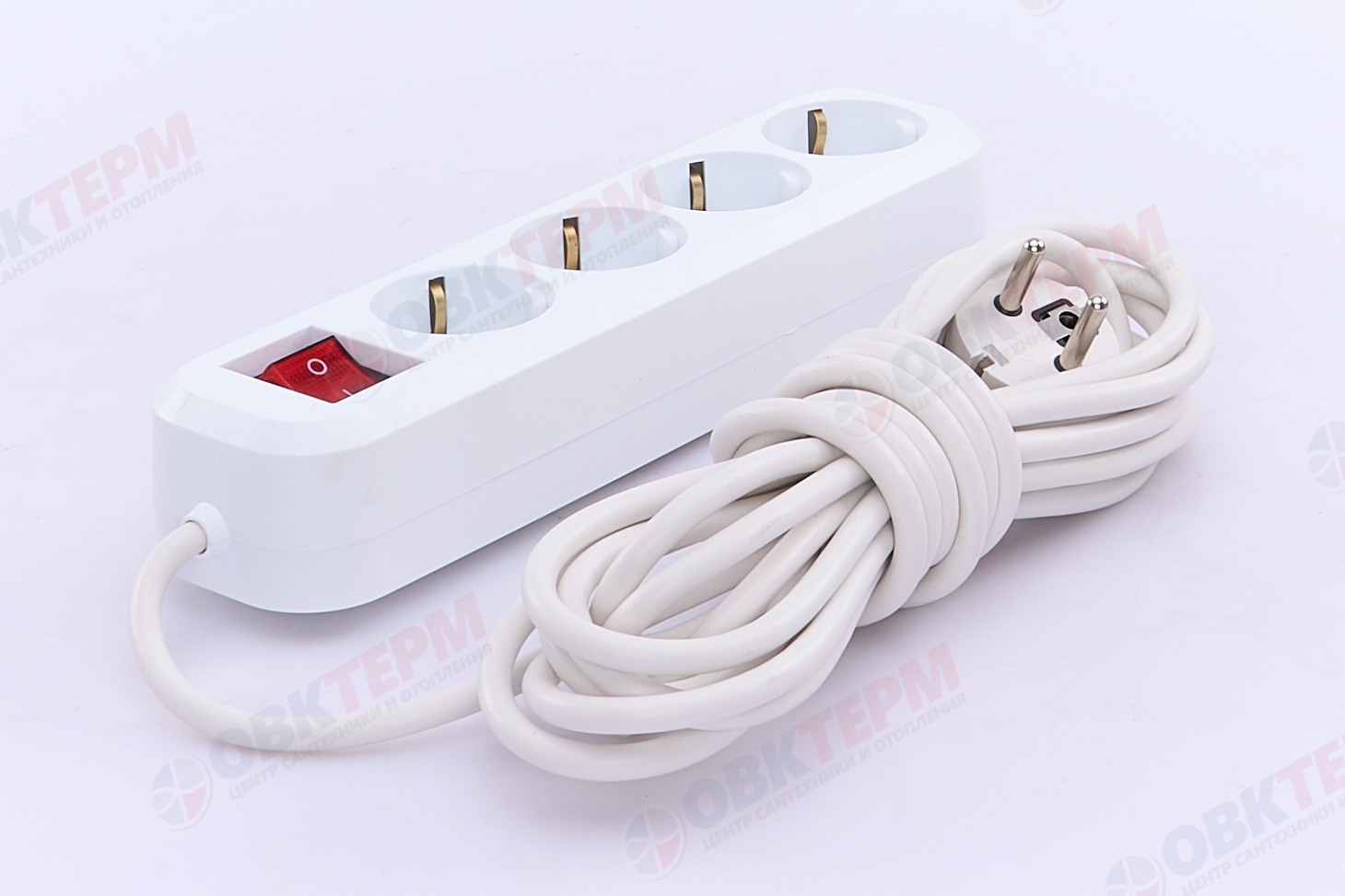 Удлинитель четырехместный с/з с выключателем, 3x0,75, 5м, серия Home, STEKKER HM03-41-05, белый - миниатюра №6