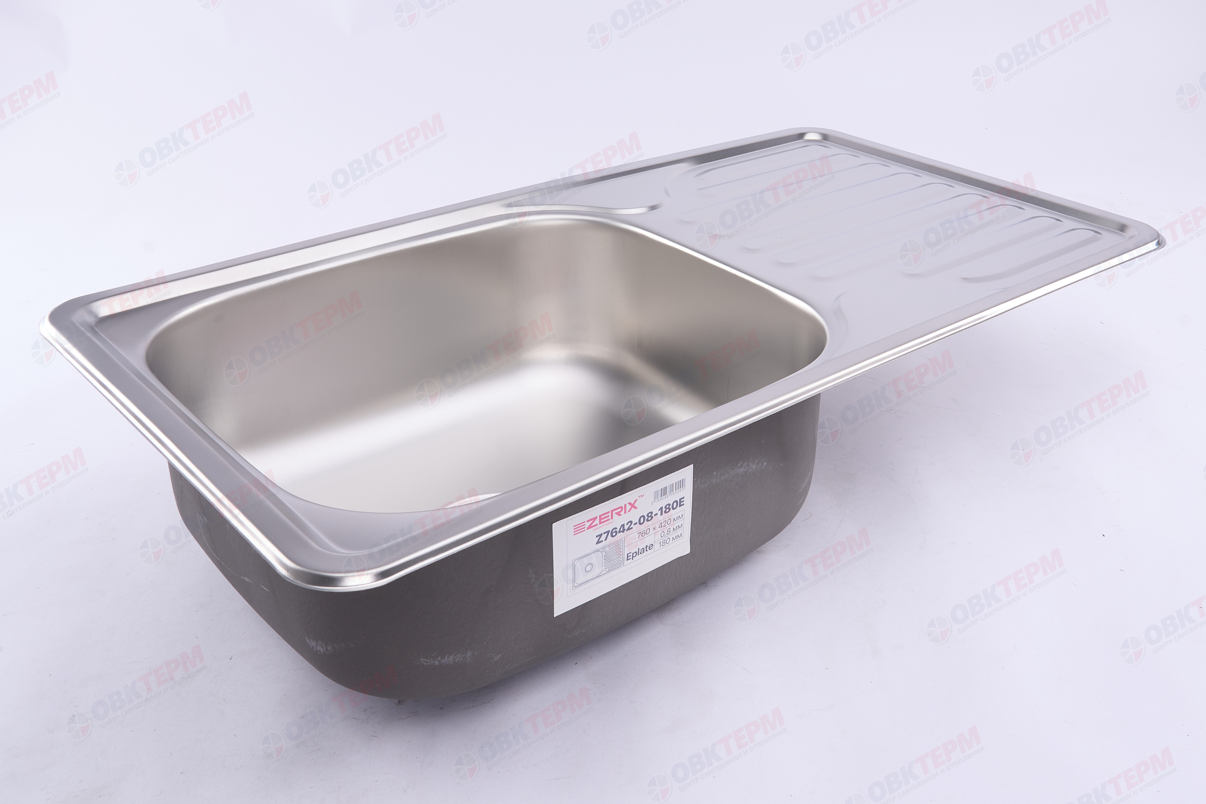 ZERIX мойка Z7642-08-180E (SATIN) ВРЕЗНАЯ /сифон (10шт/ящ) - миниатюра №2