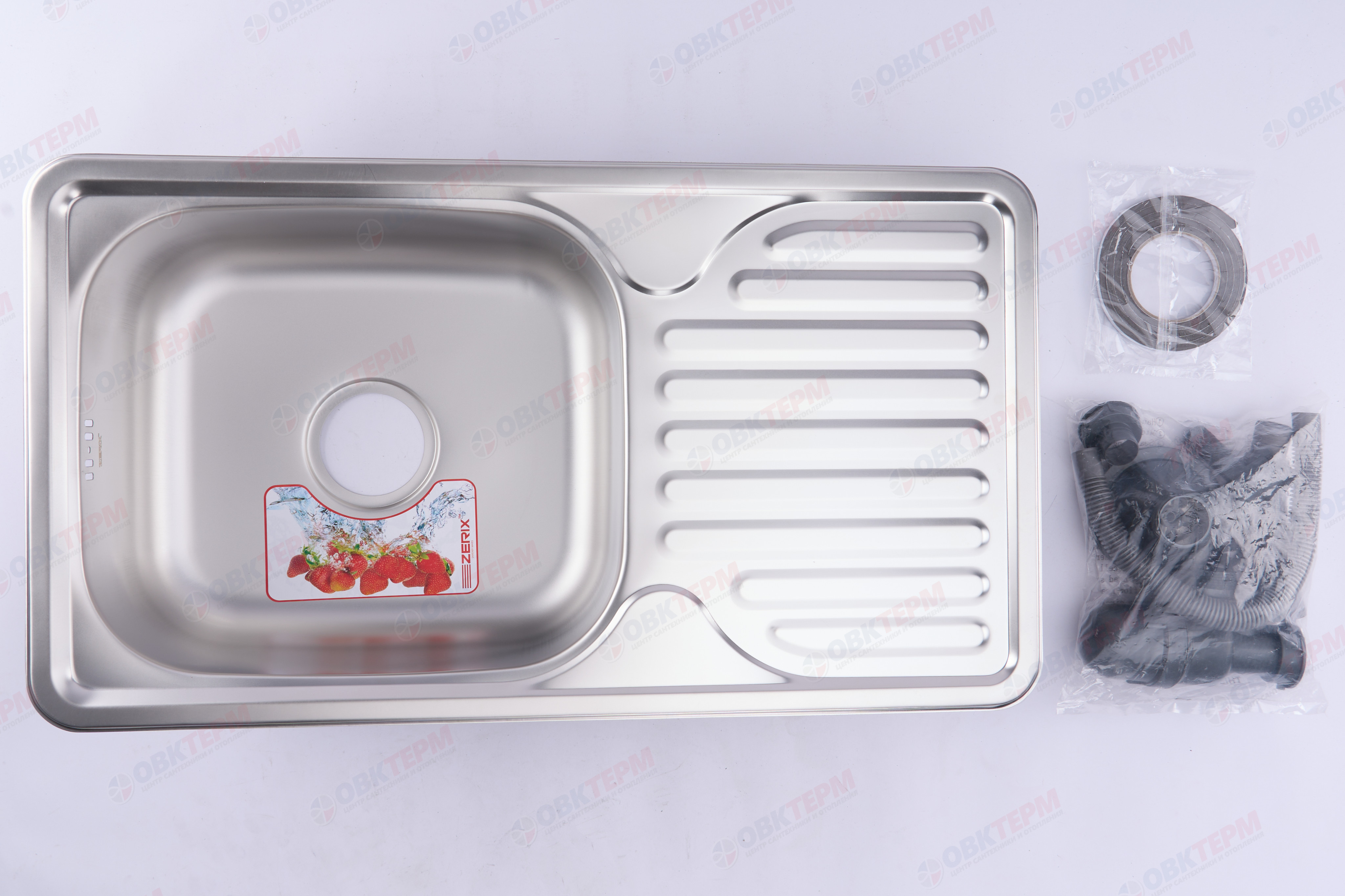 ZERIX мойка Z7642-08-180E (SATIN) ВРЕЗНАЯ /сифон (10шт/ящ) - миниатюра №9