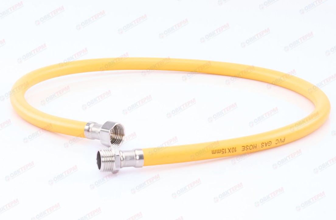 Шланг ЖЕЛТЫЙ газовый   3/4  ГШ     120 см              "OVERCON"      (40) - Изображение №1