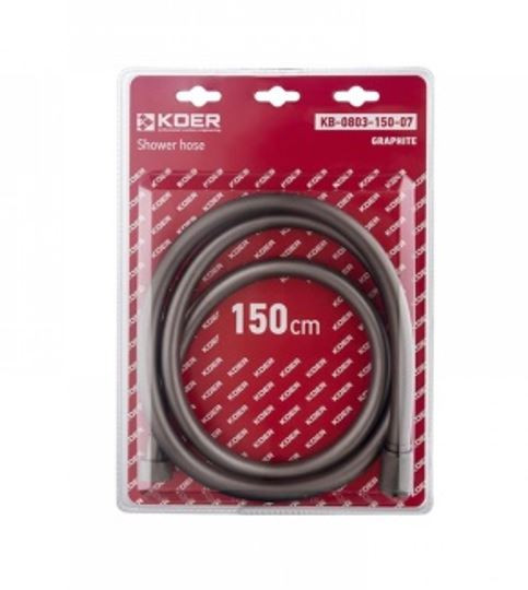 Шланг д/душа KOER KB-0803-150-07 силиконовый 150 см (Цвет графит) (30 шт/ящ) - Изображение №2