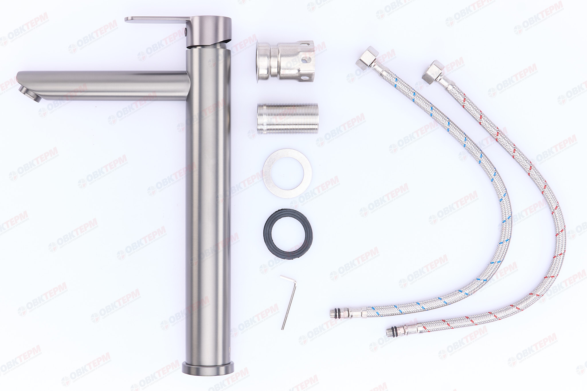 Смеситель д/умывальника FRAР F10801-29 оружейная сталь нерж/сталь ВЫСОКИЙ (Ø35, на гайке) (10 шт) - миниатюра №4