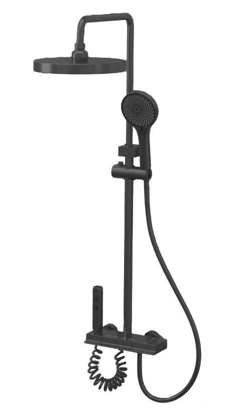 Душ/колонна со смес.с КНОП.ПЕРЕКЛ CHAMPION PBD-009-J BLACK из алюм.,4 реж.(Цвет черный) (6 шт/ящ) - Изображение №1