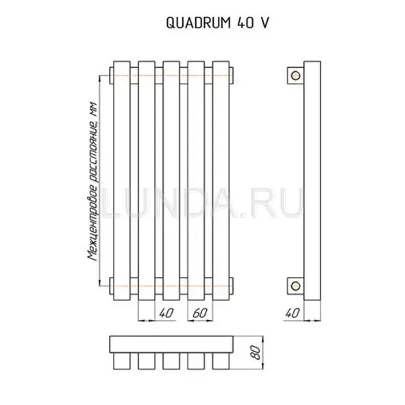Радиатор QUADRUM 40 V 2000-13 L RAL 9016 - Изображение №2
