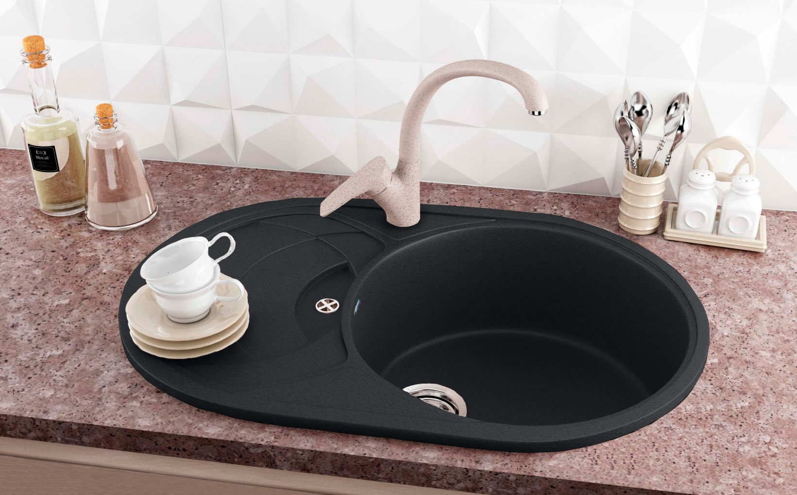 Мойка Ulgran U - 110 - 308 (черный) 775 х 500 mm - миниатюра №3