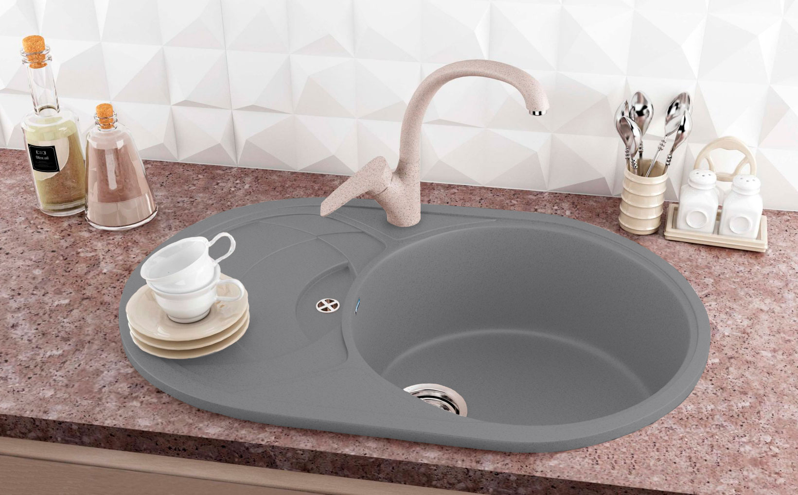 Мойка Ulgran U - 110 - 309 (темно-серый) 775 х 500 mm - миниатюра №3