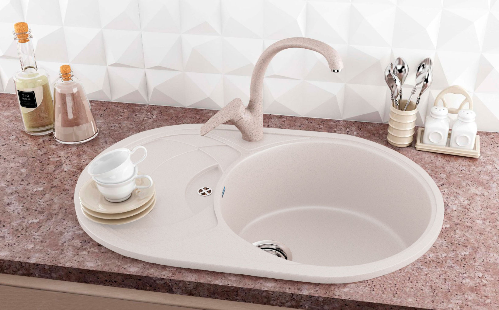 Мойка Ulgran U - 110 - 331 (белый) 775 х 500 mm - миниатюра №3