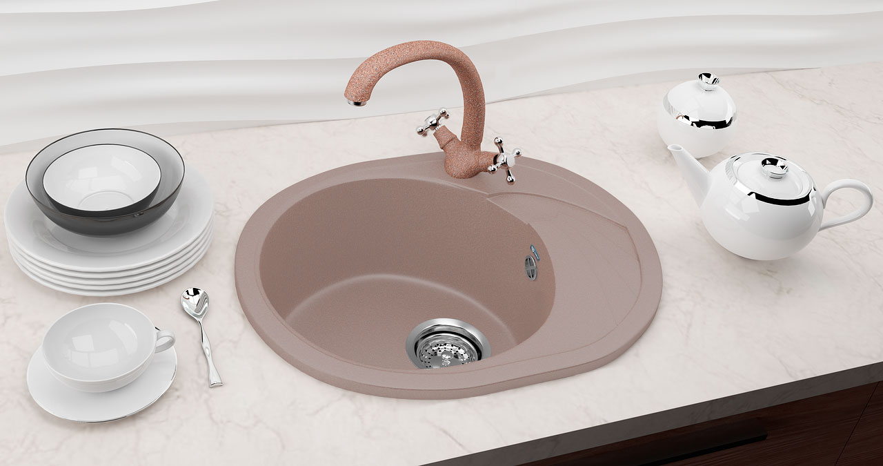 Мойка овальная Ulgran U - 403 - 302 (песочный) 570*465мм - миниатюра №3