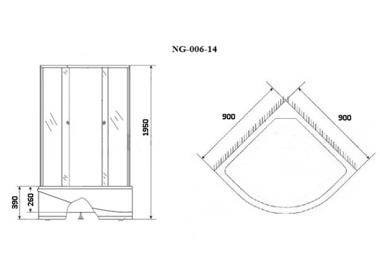 Душ. уголок NIAGARA NG-006-14 (900х900х1950) высокий поддон стекло МАТОВОЕ 2 места - Изображение №2