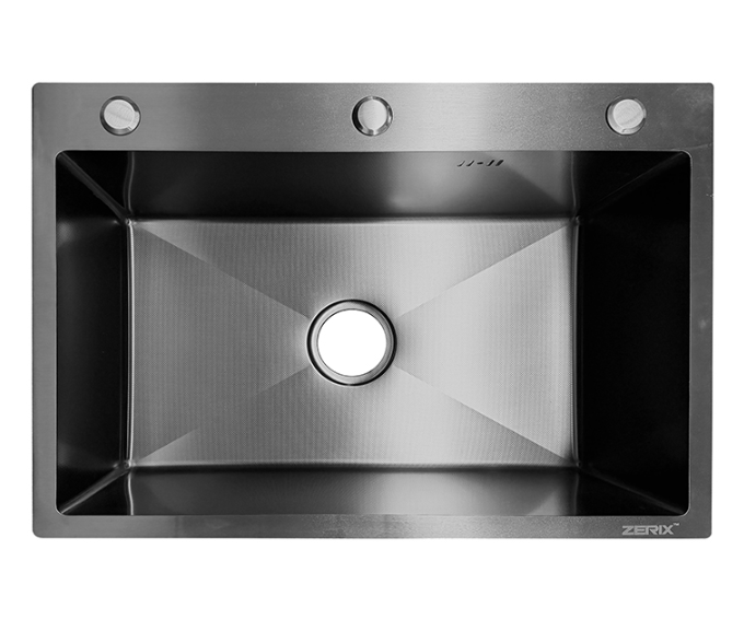 Мойка ZERIX ZH6845 MICRO DECOR GRAPHITE (3.0/0.8) из нержавеющей стали (цвет графит) (1шт/ящ) - Изображение №1