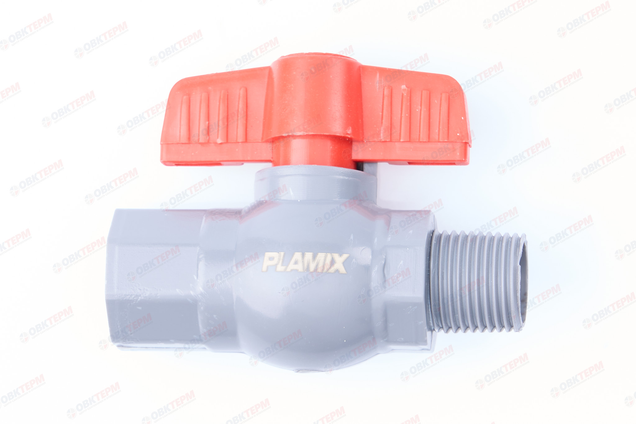 Кран  шаровый пластиковый     1/2"  ВН (серый)  PLAMIX  (250шт) - Изображение №1