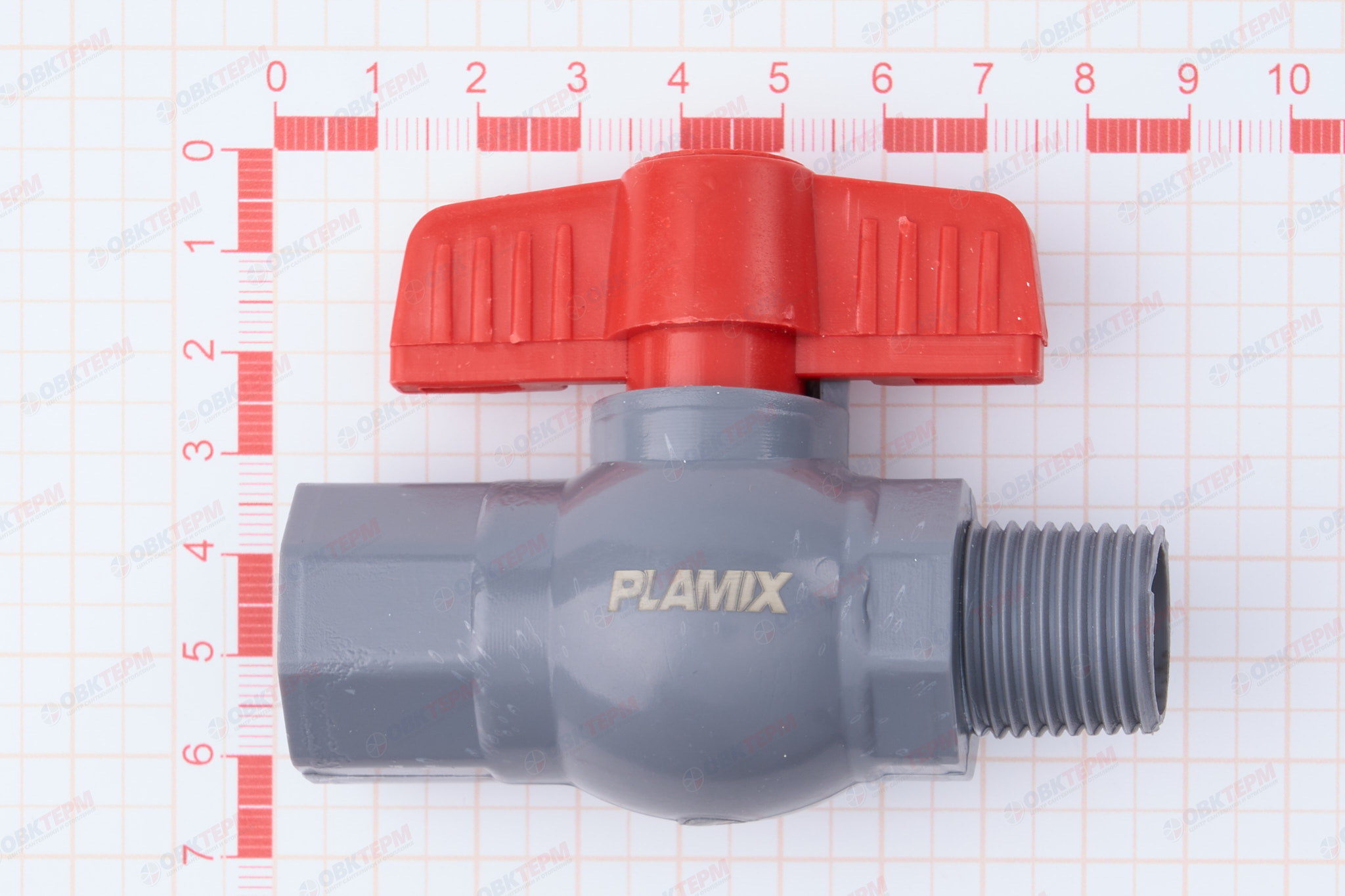 Кран  шаровый пластиковый     1/2"  ВН (серый)  PLAMIX  (250шт) - Изображение №4