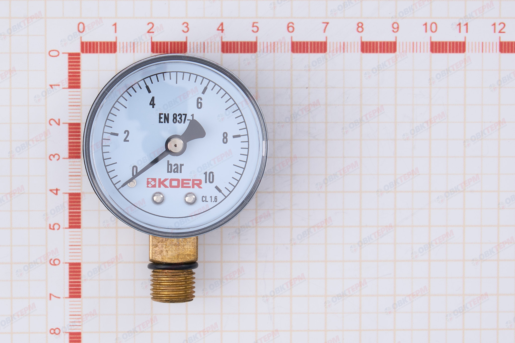 МАНОМЕТР 10 атм D=50mm  нижнее подключение KOER KM (502R) - Изображение №4
