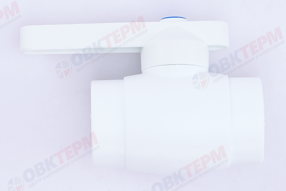 Кран пластиковый шаровый  32  (латунный  шар)  стандарт  БЕЛЫЙ PP-R   (RTP)    (20/1) - Изображение №3