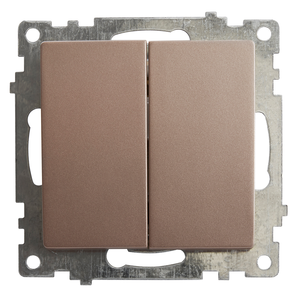 Выключатель 2-клавишный (механизм) 250В, 10А, STEKKER серия Катрин, GLS10-7104-02, шампань - миниатюра №3