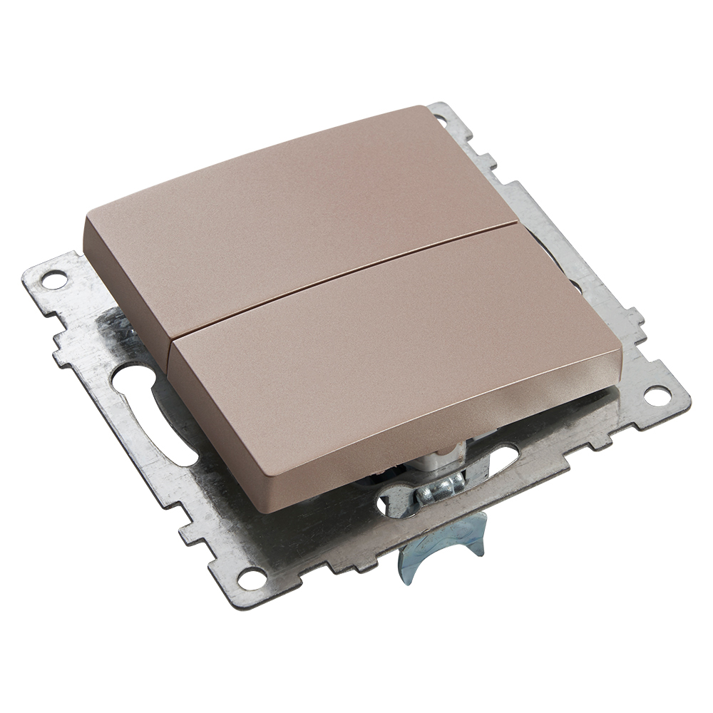 Выключатель 2-клавишный (механизм) 250В, 10А, STEKKER серия Катрин, GLS10-7104-02, шампань - миниатюра №5