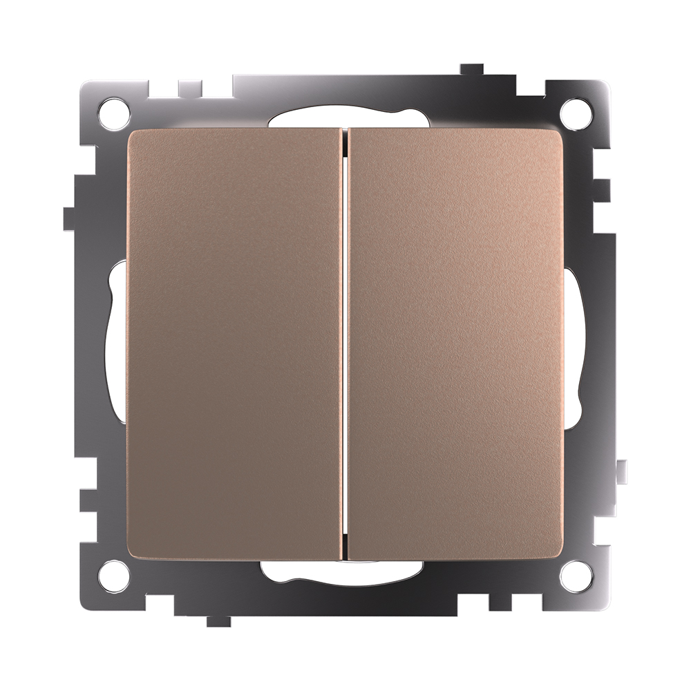 Выключатель 2-клавишный (механизм) 250В, 10А, STEKKER серия Катрин, GLS10-7104-02, шампань - изображение №1