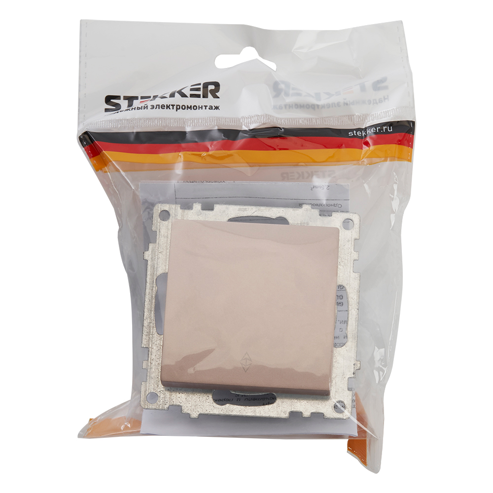 Переключатель 1-клавишный (механизм), 250В, 10A, STEKKER серия Катрин, GLS10-7105-02, шампань - миниатюра №5