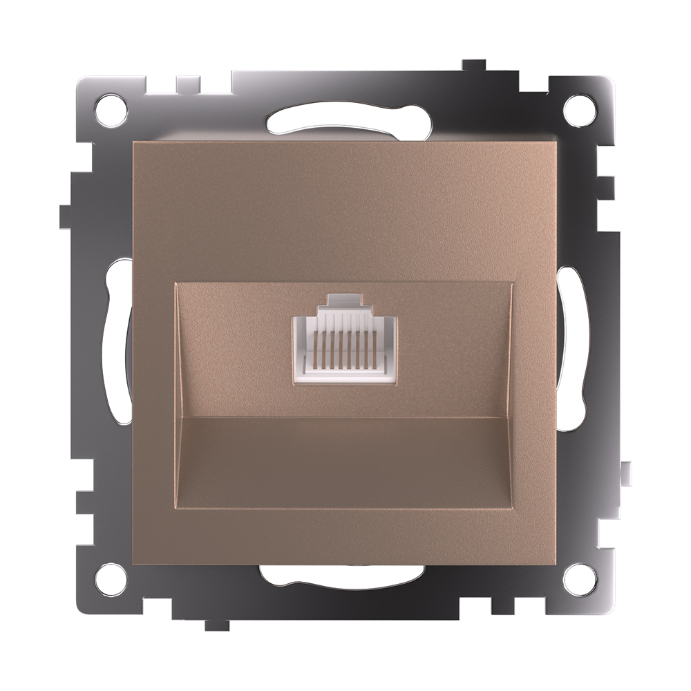 Розетка компьютерная 1-местная RJ-45 (механизм), STEKKER серия Катрин, GLS00-7107-02, шампань - миниатюра №7