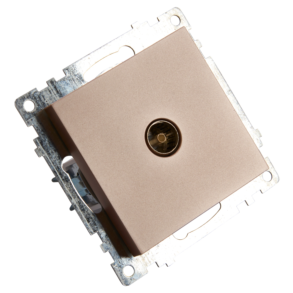 Розетка телев. 1-местная (механизм), 75 Ом, 5-862МГц, STEKKER серия Катрин, GLS00-7108-02, шампань - миниатюра №2