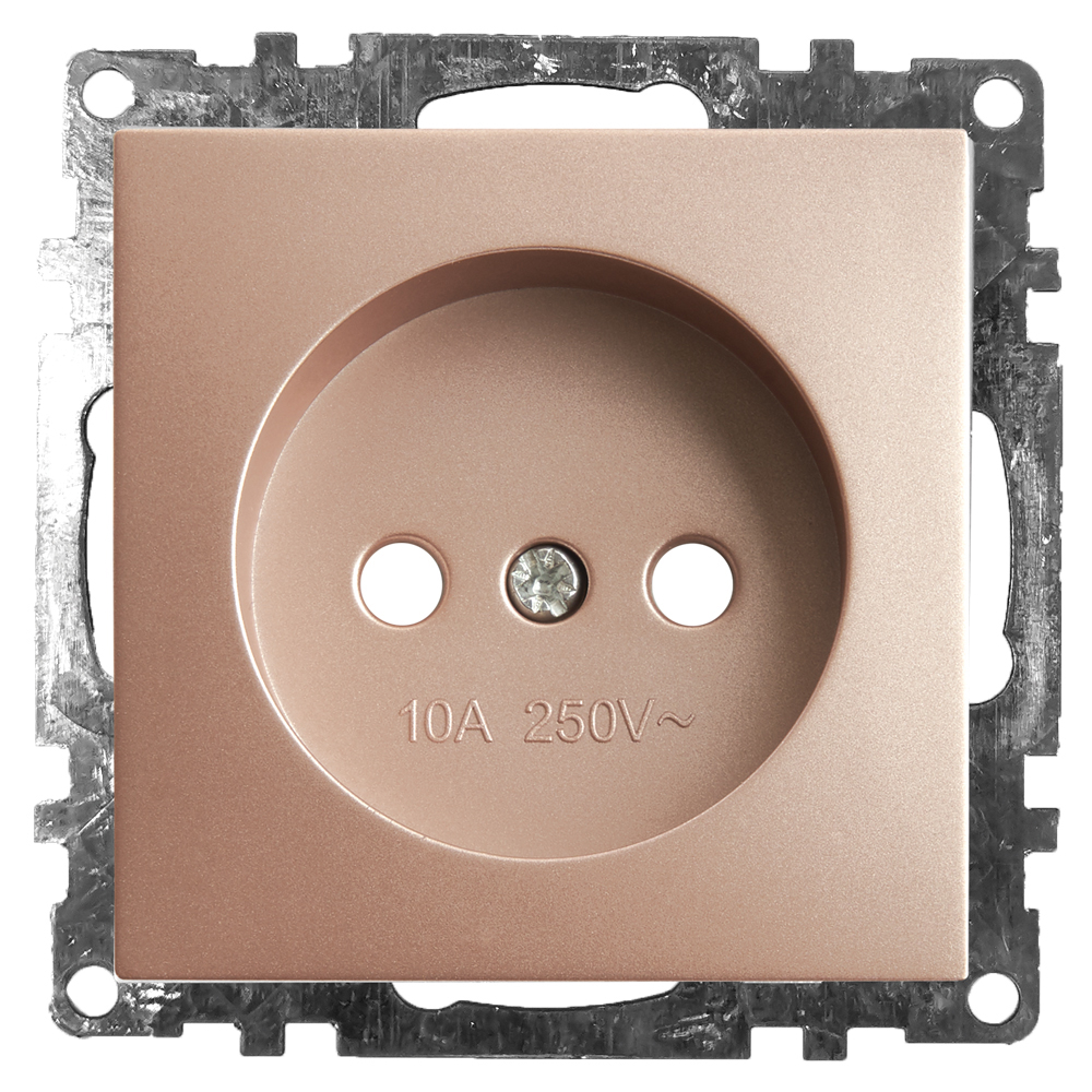 Розетка 1-местная с защит. шторкой (механизм) б/з, 10А, STEKKER серия Катрин, GLS10-7109-02, шампань - изображение №1