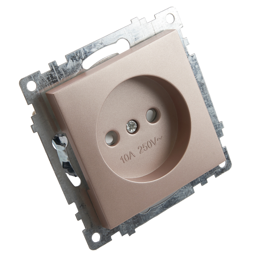 Розетка 1-местная с защит. шторкой (механизм) б/з, 10А, STEKKER серия Катрин, GLS10-7109-02, шампань - миниатюра №5