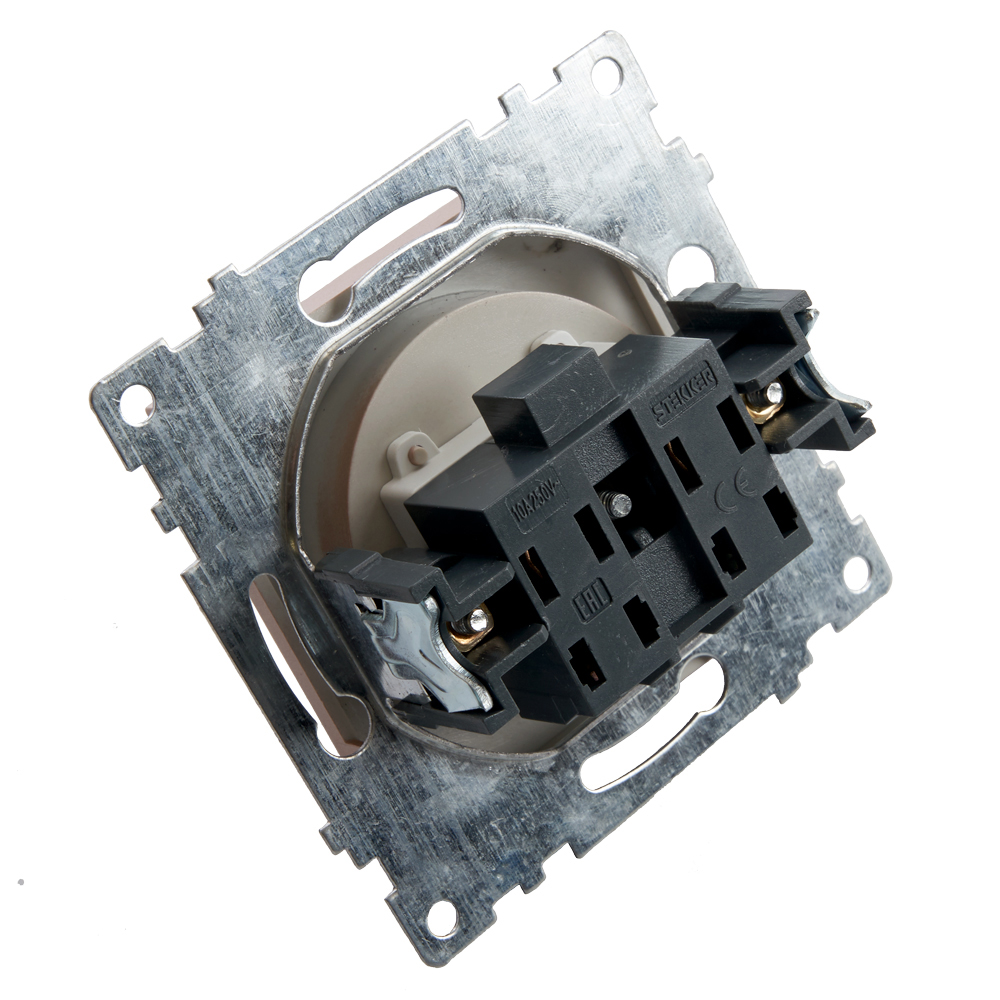 Розетка 1-местная с защит. шторкой (механизм) б/з, 10А, STEKKER серия Катрин, GLS10-7109-02, шампань - миниатюра №6