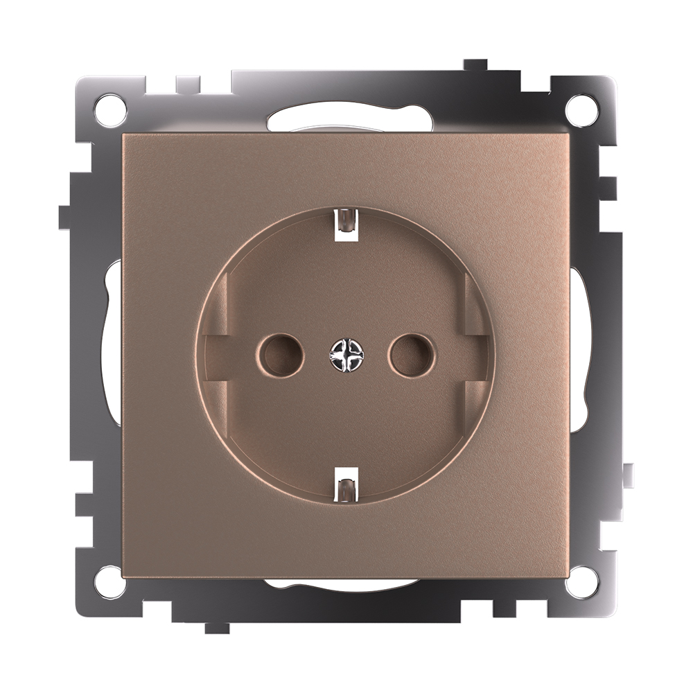 Розетка 1-местная с защит. шторкой с/з (механизм), 16А, STEKKER серия Катрин, GLS16-7110-02, шампань - миниатюра №2