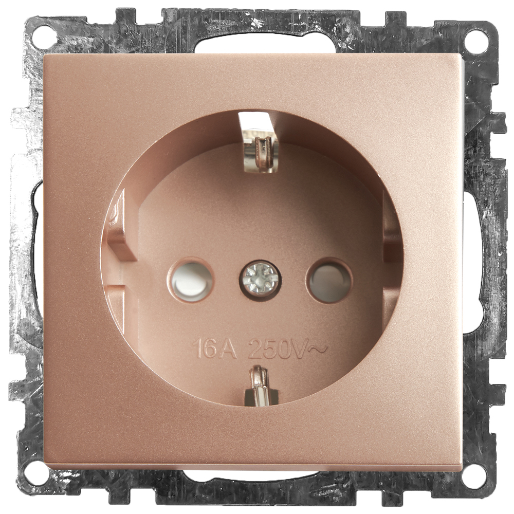 Розетка 1-местная с защит. шторкой с/з (механизм), 16А, STEKKER серия Катрин, GLS16-7110-02, шампань - изображение №1