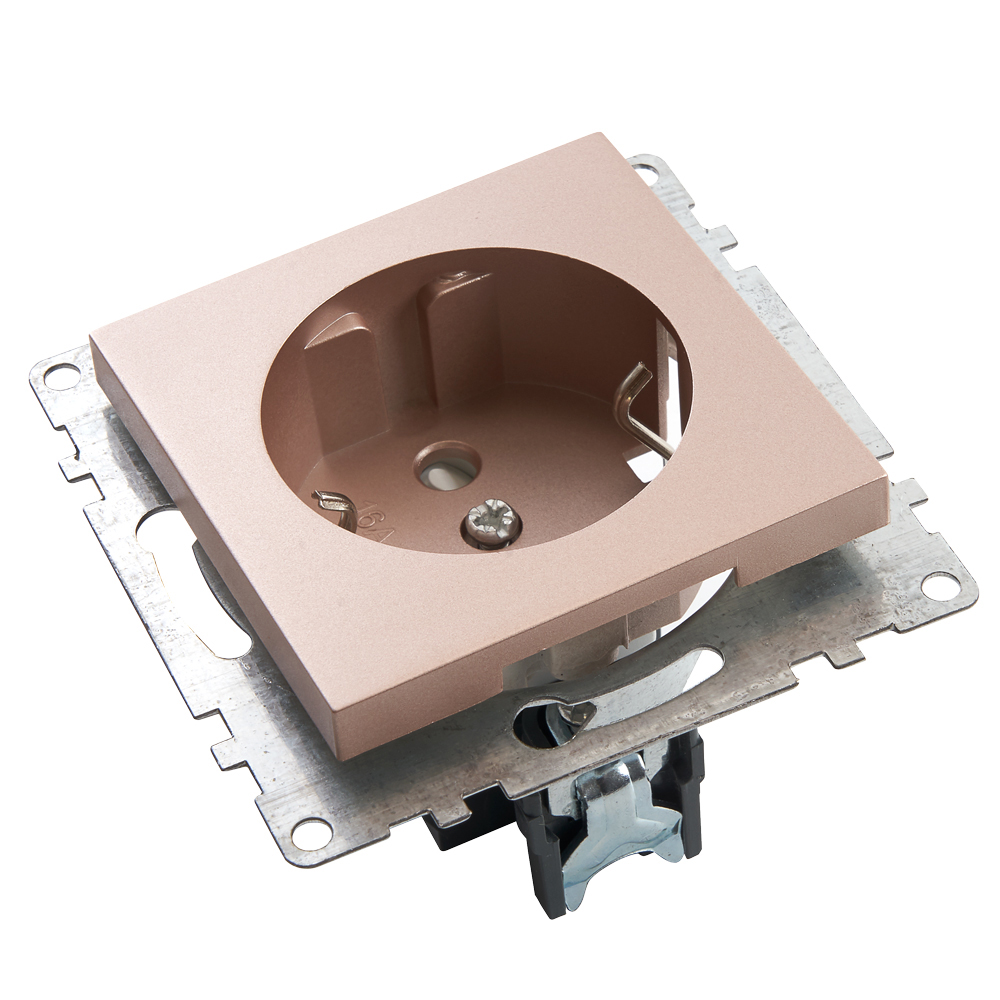 Розетка 1-местная с защит. шторкой с/з (механизм), 16А, STEKKER серия Катрин, GLS16-7110-02, шампань - миниатюра №5