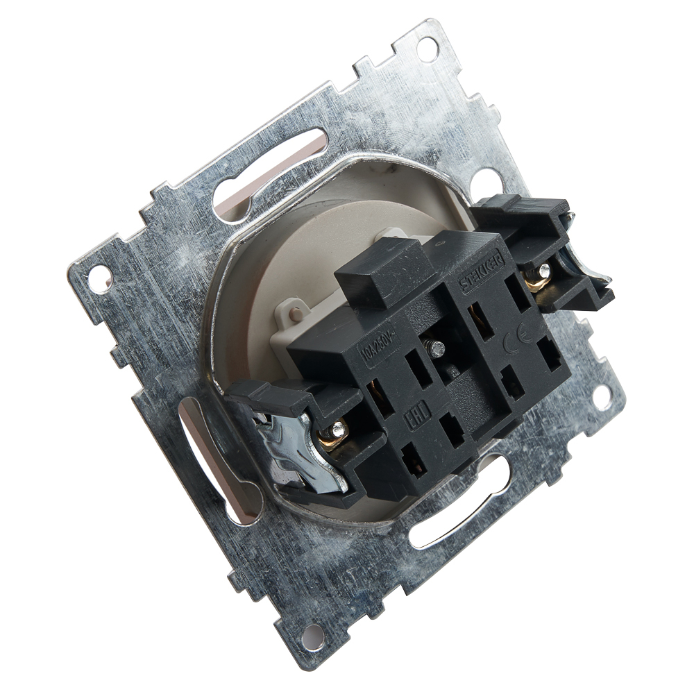 Розетка 1-местная с защит. шторкой с/з (механизм), 16А, STEKKER серия Катрин, GLS16-7110-02, шампань - миниатюра №6