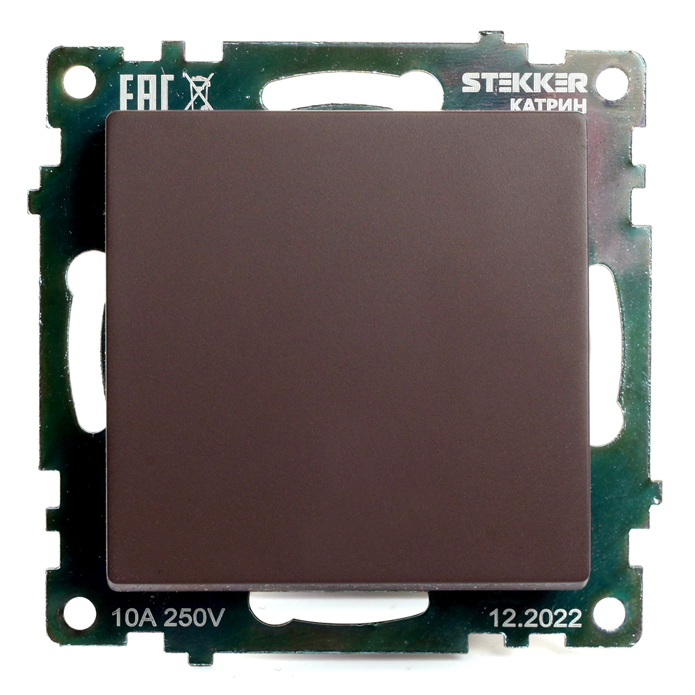 Переключатель 1-клавишный (механизм), 250В, 10А, STEKKER серия Катрин, шоколад - изображение №1