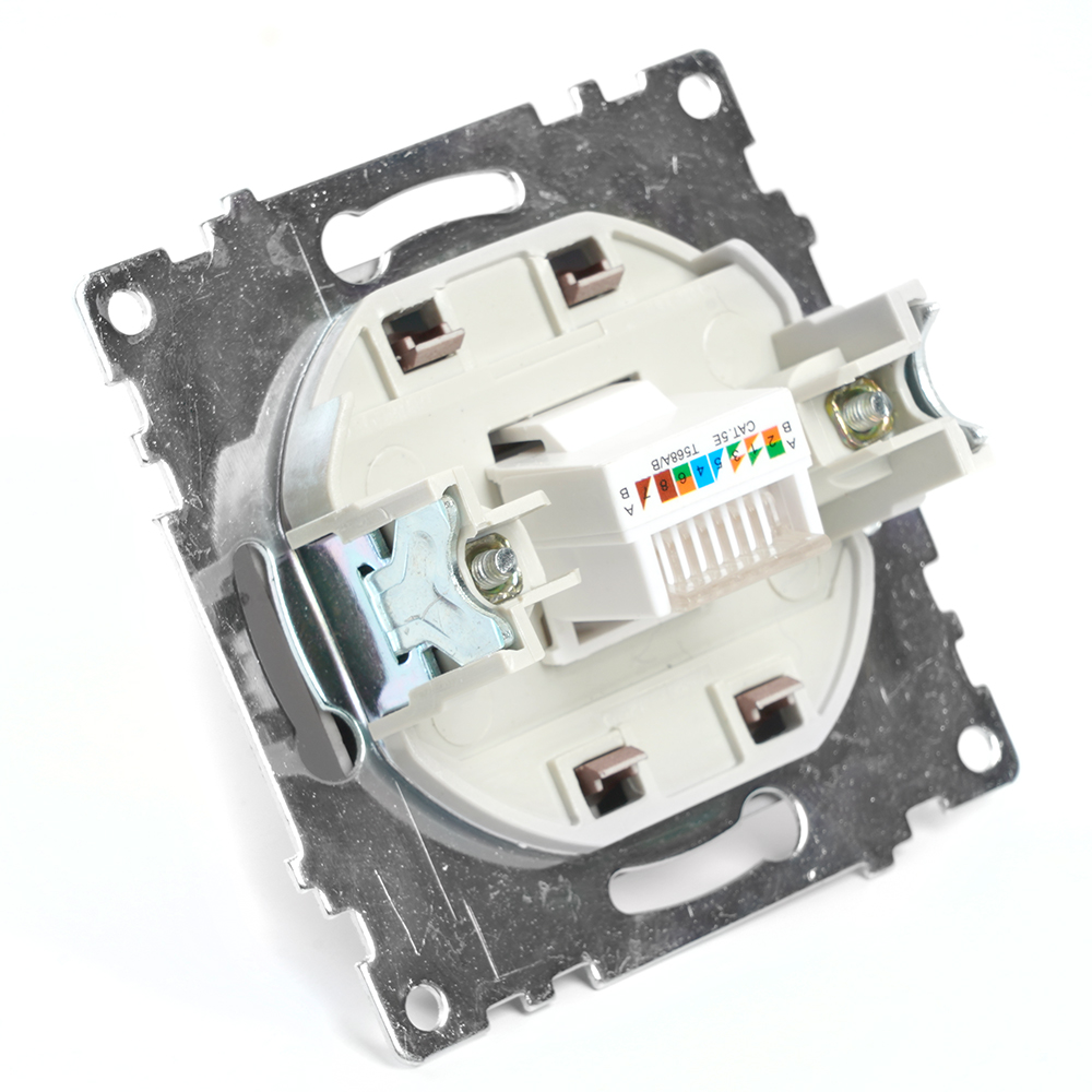 Розетка компьютерная 1-местная RJ-45 (механизм), STEKKER серия Катрин, GLS00-7107-04, шоколад - миниатюра №3