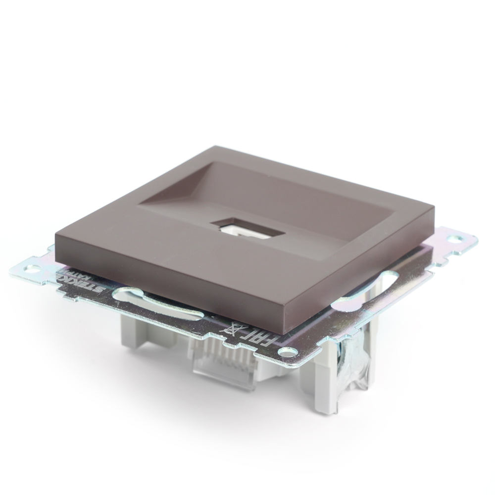 Розетка компьютерная 1-местная RJ-45 (механизм), STEKKER серия Катрин, GLS00-7107-04, шоколад - миниатюра №4