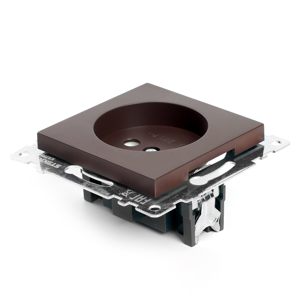 Розетка 1-местная с защит. шторкой (механизм) б/з, 10А, STEKKER серия Катрин, GLS10-7109-04, шоколад - миниатюра №4