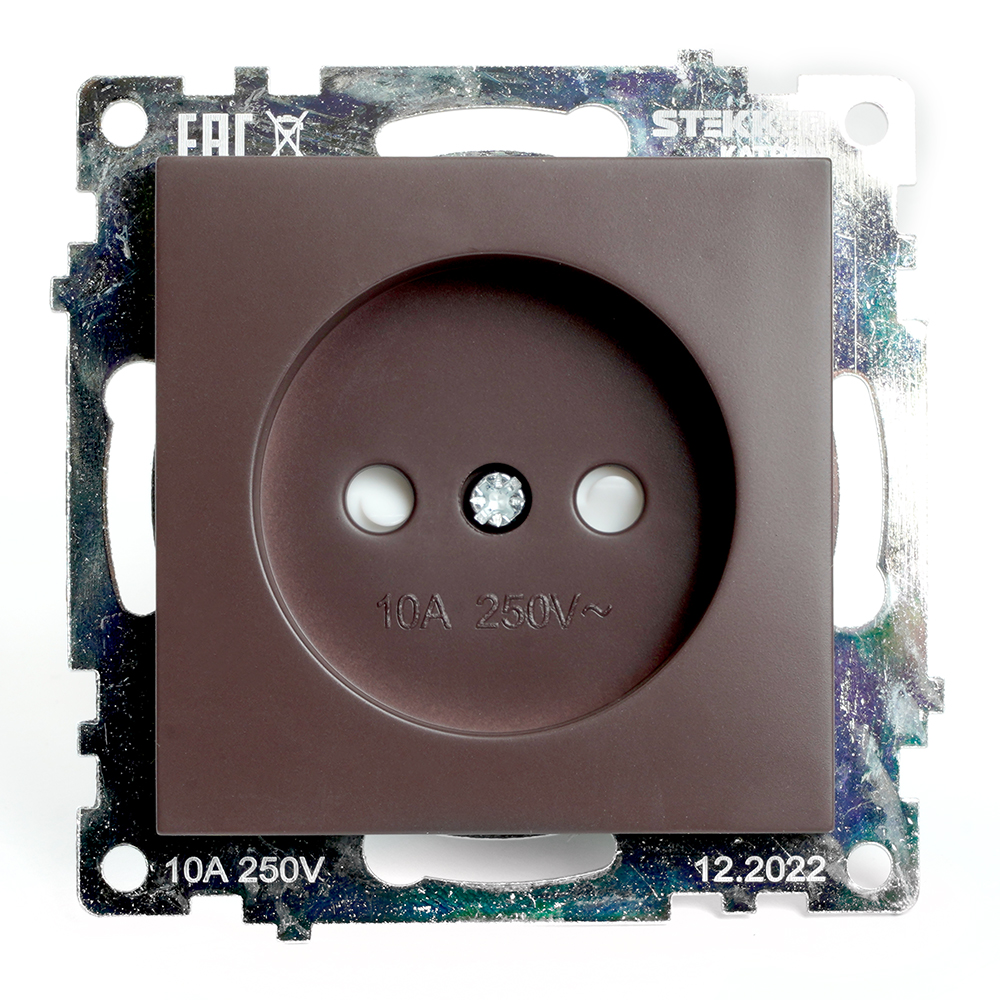 Розетка 1-местная с защит. шторкой (механизм) б/з, 10А, STEKKER серия Катрин, GLS10-7109-04, шоколад - изображение №1