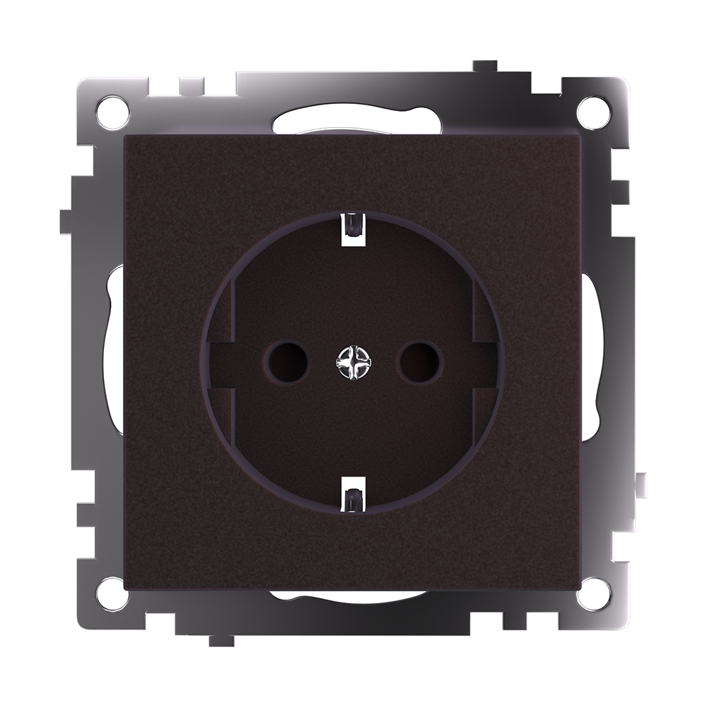 Розетка 1-местная с защит. шторкой с/з (механизм), 16А, STEKKER серия Катрин, GLS16-7110-04, шоколад - миниатюра №5
