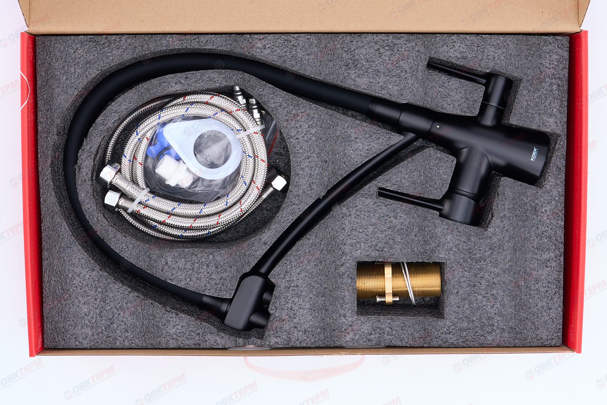 Смеситель д/кухни под ФИЛЬТР KOER KB-72003-05 (Цвет черный+силик.излив черный) (8шт/ящ) - миниатюра №5