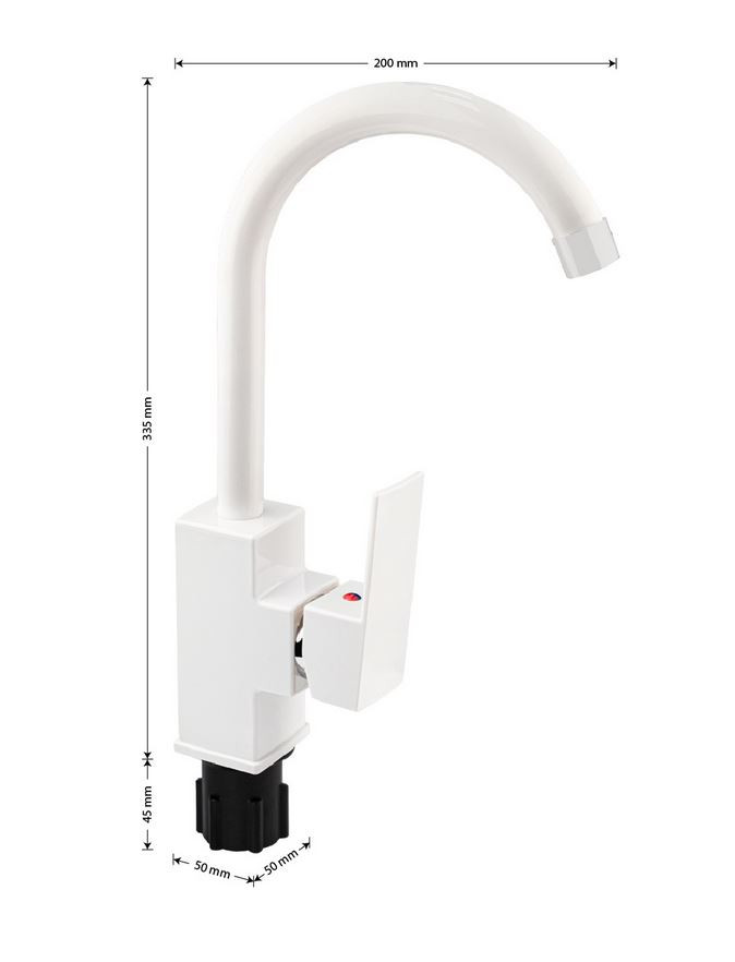 Смеситель д/кухни PLAMIX KUBUS-011 SET White (с подводкой) (20 шт/ящ) - Изображение №3