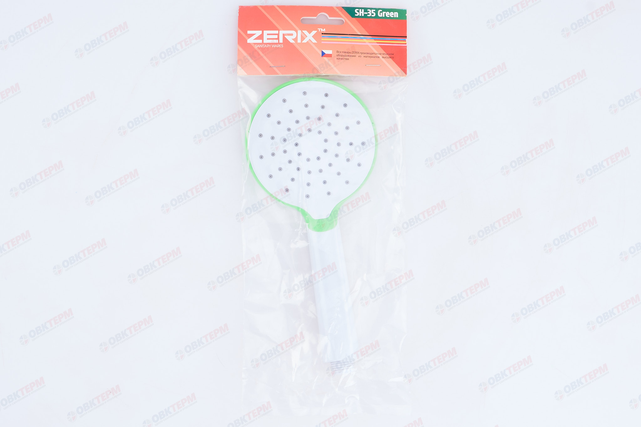 Лейка д/душа ручная ZERIX  SH-35 GREEN ( 1 режим)  (100 шт/ящ) - миниатюра №6