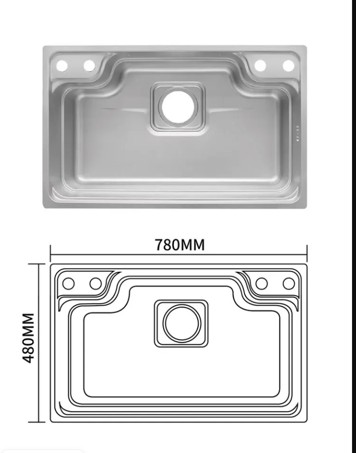 Мойка DIKALAN KN784808 / SUS-304; Размер 780*480*220; Цвет - Черный - Изображение №2