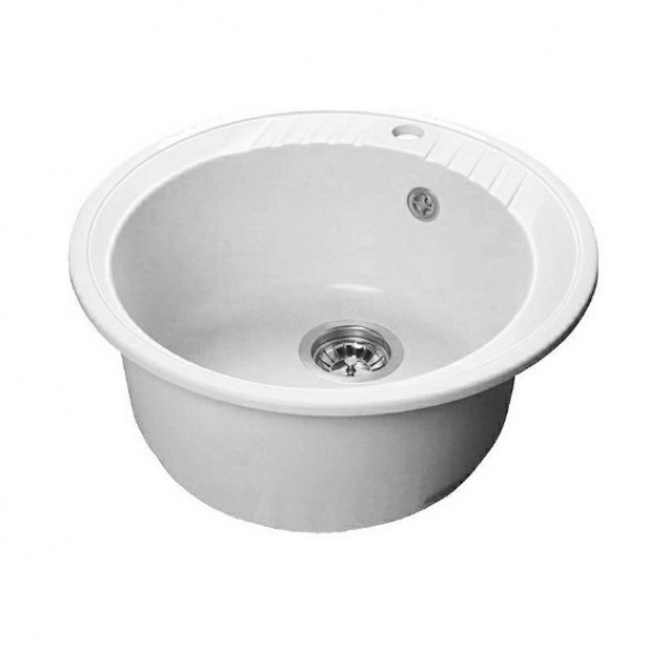 Мойка круглая 520*200мм GRANMILL 26 (белая + блестки) - Изображение №1