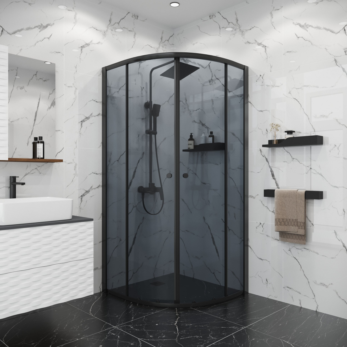 Душ. ограждение NIAGARA NG-1003-14T (800х800х1900) стекло тонированное (БЕЗ ПОДДОНА) - Изображение №1