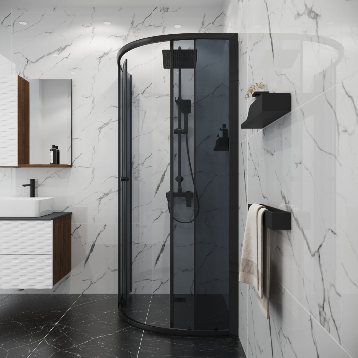 Душ. ограждение NIAGARA NG-1003-14T (800х800х1900) стекло тонированное (БЕЗ ПОДДОНА) - Изображение №2